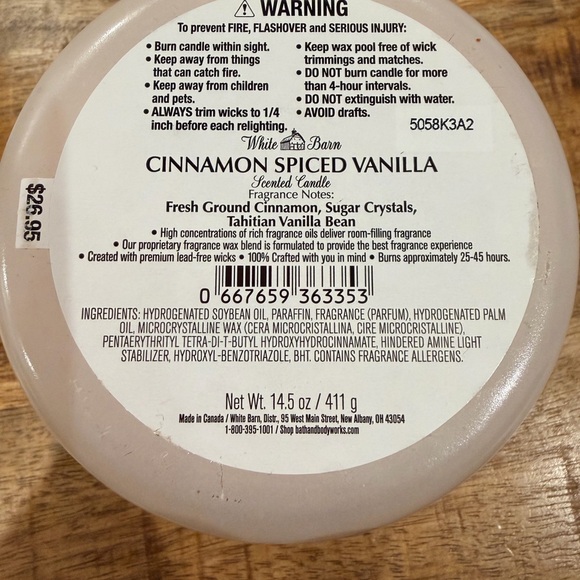 White Barn Cinnamon Spiced Vanilla Candle - Picture 2 of 4